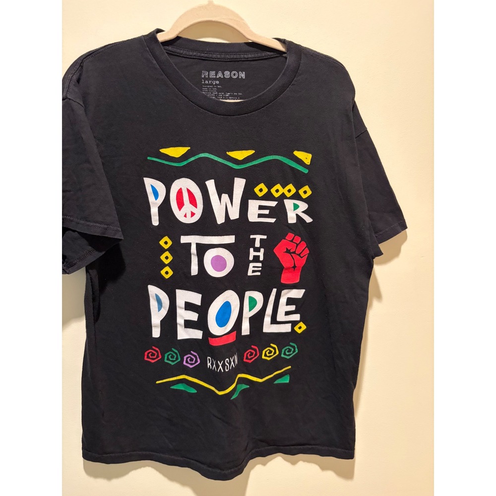 Reason Power To The People Graphic T-Shirt Mens Large Black Social Justice Tee